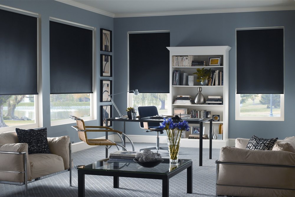 Study Room Black Roller Window Cover